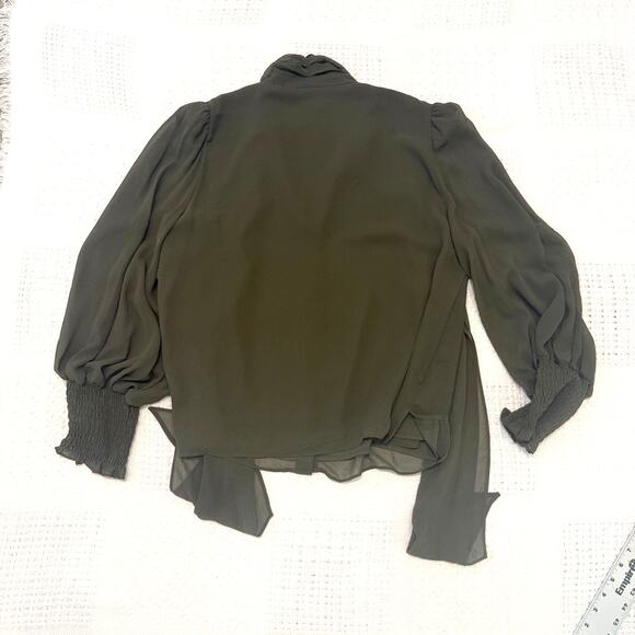 Vince Camuto XL sheer balloon sleeve bow blouse TB 3085 - Picture 9 of 10